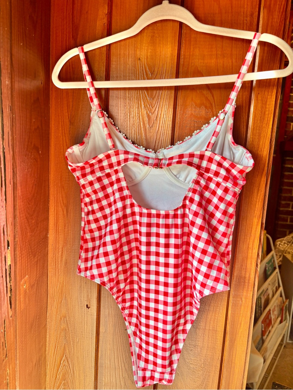 no boundaries red gingham daisy underwire one piece swimsuit cottagecore medium - Picture 5 of 6